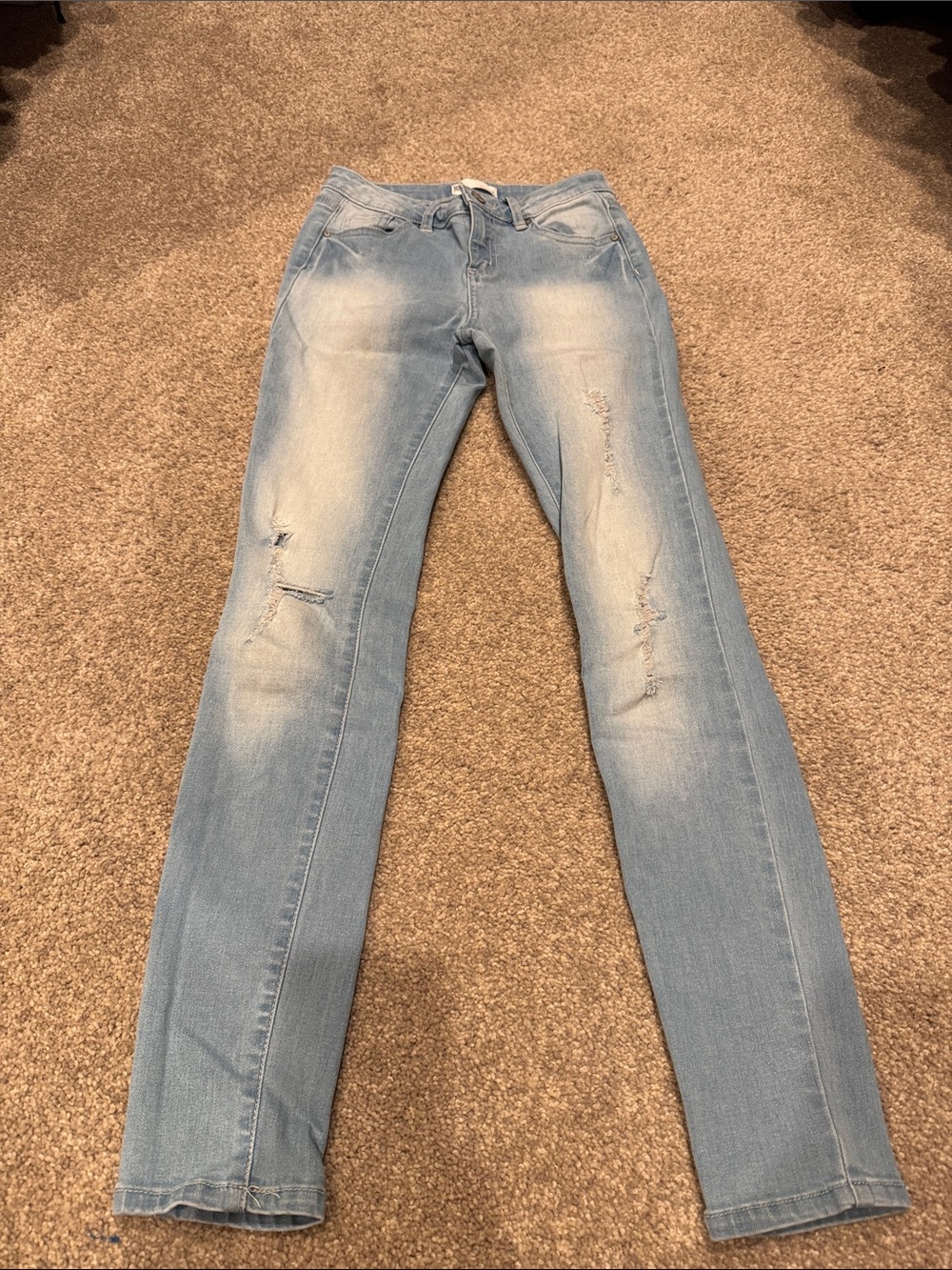 RSQ Faded Light Blue Distressed Skinny Jeans